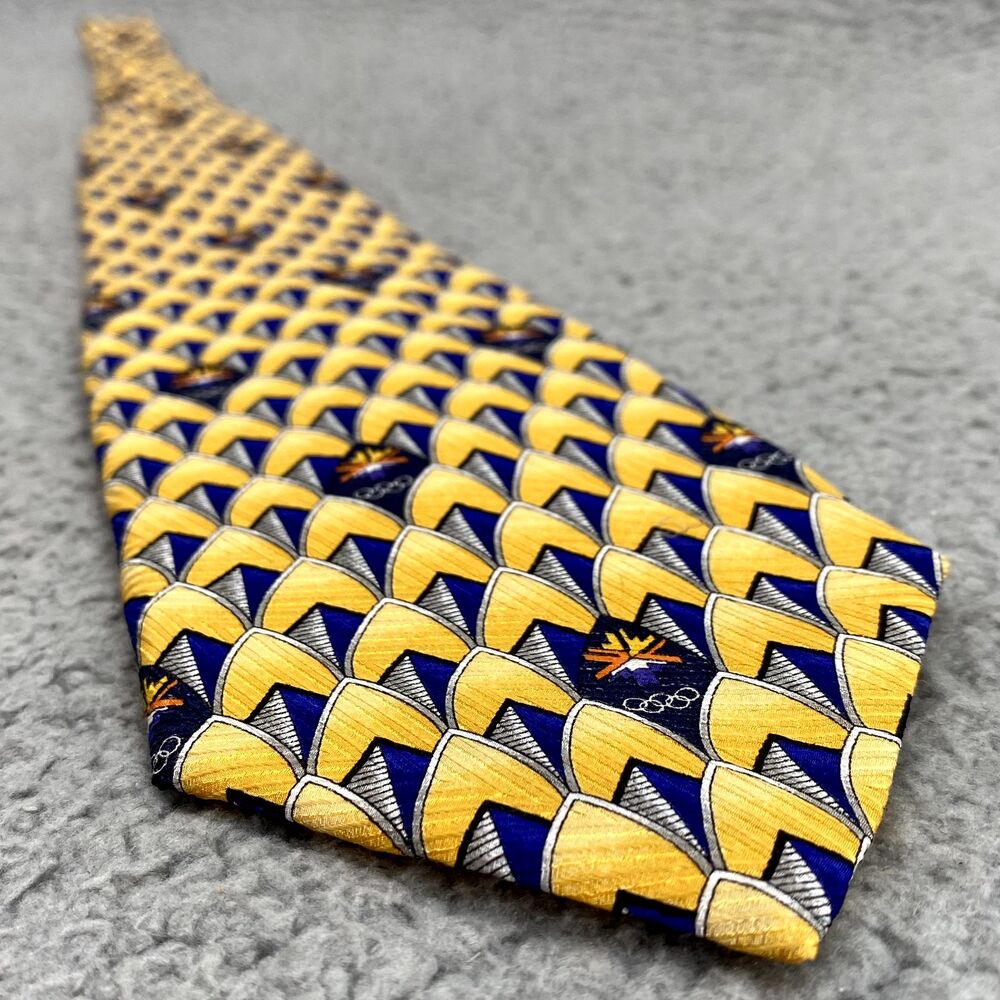 VTG Robert Talbott Men Silk Necktie Salt Lake 2002 Olympic Torch Corpcore Formal - Picture 7 of 8